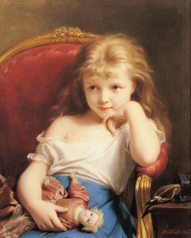 Fritz Zuber-Buhler Young Girl Holding a Doll china oil painting image